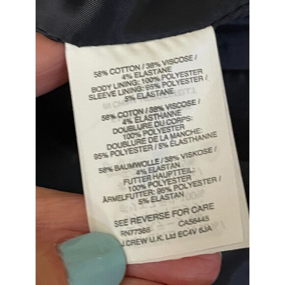 J. Crew Stretch Cotton Navy Blue Blazer Size 00 - Picture 4 of 5